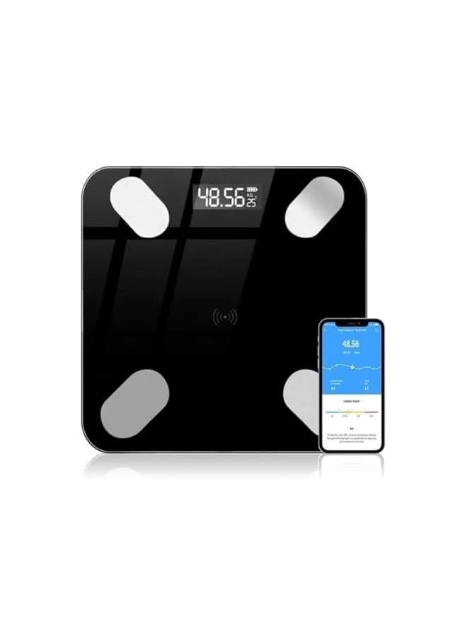 PROMASS Smart Body Fat Scale with Wi-Fi & Bluetooth, Digital Bathroom Scale LED Display, Smartphone App, Body Fat Weight Scale,Heart Rate, Body Fat, BMI, Muscle & Bone Mass, Weighting Scale (Black) - Image 1