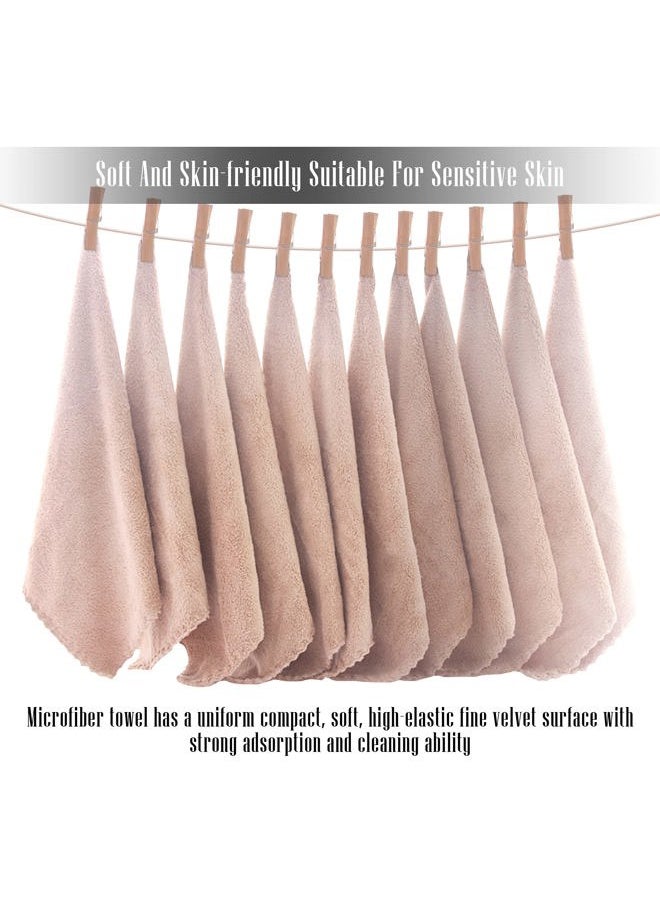TENSTARS - 12 Pack Premium Washcloths Set - Quick Drying - Soft Microfiber Coral Velvet Highly Absorbent Wash Clothes - Multipurpose Use as Bath Fitness, Spa, Facial, Fingertip Towel (Brown) - Image 1