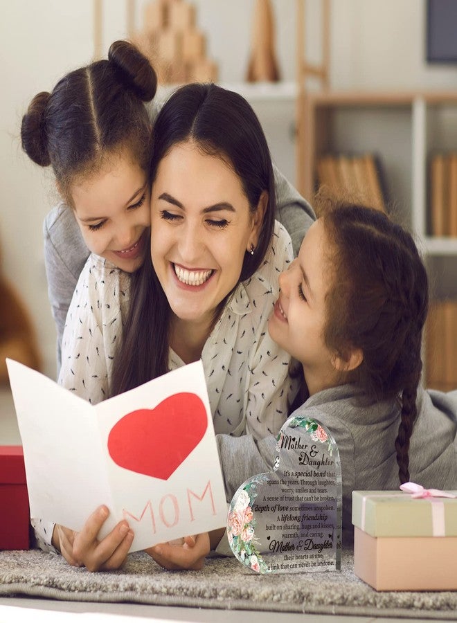 جيتك هدية للأم، هدية للأب، هدية للحماة، هدية إضافية للأم، قلب أكريليك، لوحة للأمهات والآباء، هدايا عيد ميلاد ممتنة للأم والأب، لوحة أكريليك لأفضل أم وأب، لوحة قلب أكريليك (زهرة الأم والابنة) - Image 4