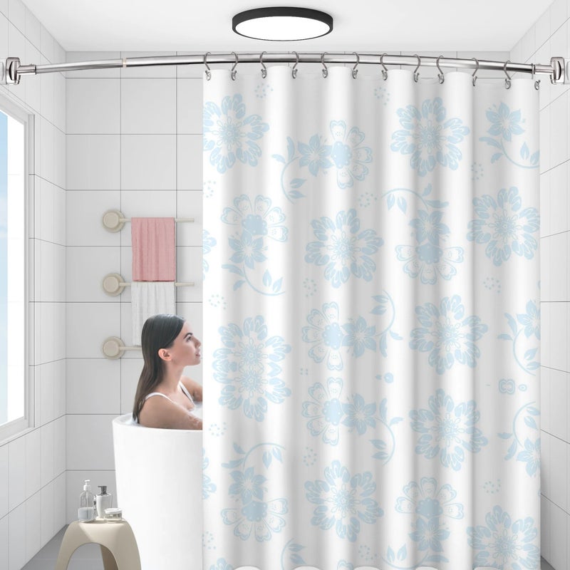 Y&D Golden Curved Shower Curtain Rod Corner - Adjustable Tension Telescopic Bathroom Curtain Rods with Shower Curtain Rings Included - Image 4