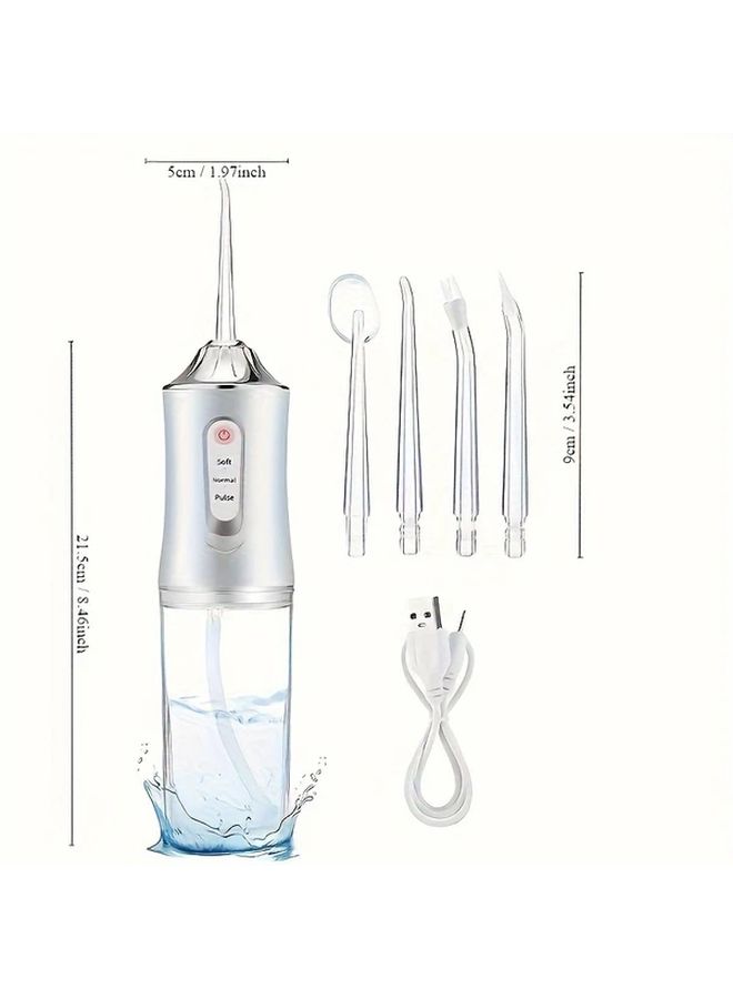 Pink Portable Oral Irrigator 3 Modes Water Flosser 4 Nozzles - Image 2