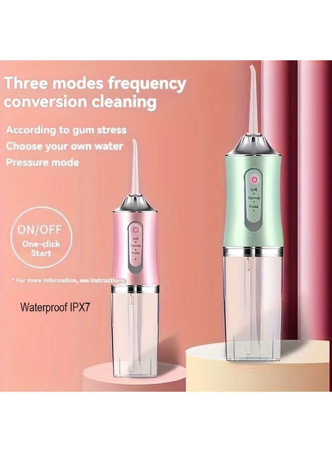 Pink Portable Oral Irrigator 3 Modes Water Flosser 4 Nozzles - Image 1