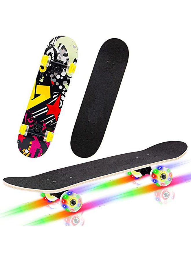 Marshal Fitness Aluminum Base Anti Slip Skateboards Complete Standard Skateboard for Beginners - 31" x 8" and Professional with 9 Layer Maple Wood with 4 Illuminated Pu Wheels Assorted Colors.MF-0281 - Image 1