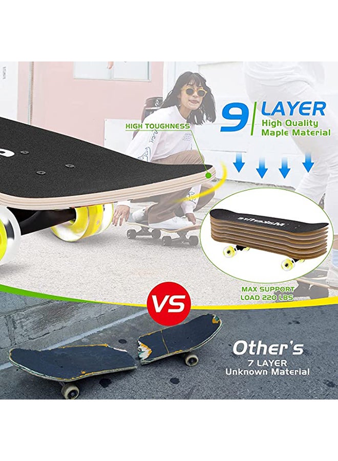 Marshal Fitness Aluminum Base Anti Slip Skateboards Complete Standard Skateboard for Beginners - 31" x 8" and Professional with 9 Layer Maple Wood with 4 Illuminated Pu Wheels Assorted Colors.MF-0281 - Image 5