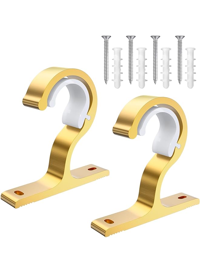 erorex Curtain Rod Bracket, Set of 2 Strong Aluminium Alloy Curtain Rod Holders, Drapery Hooks for Rods with 20-28 mm Diameter, Ideal for Curtains or Wardrobes  - Image 1