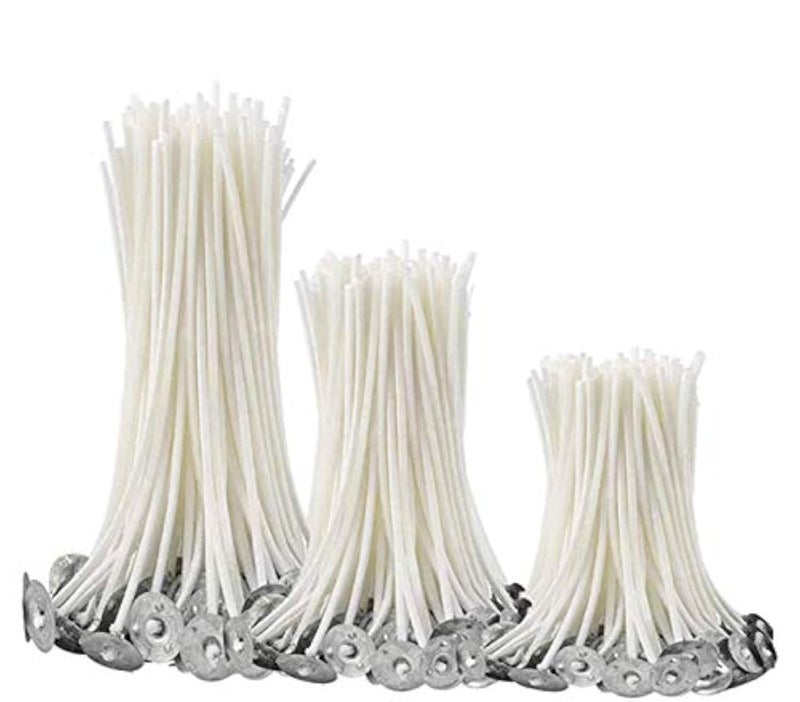 iKalaa® Candle Making Wicks Combo Pack | 150 pcs (50 pcs Each 3”, 5” & 7”) | Pre-Waxed Cotton Wicks with Metal Sustainers | DIY Candle Supplies - Image 2