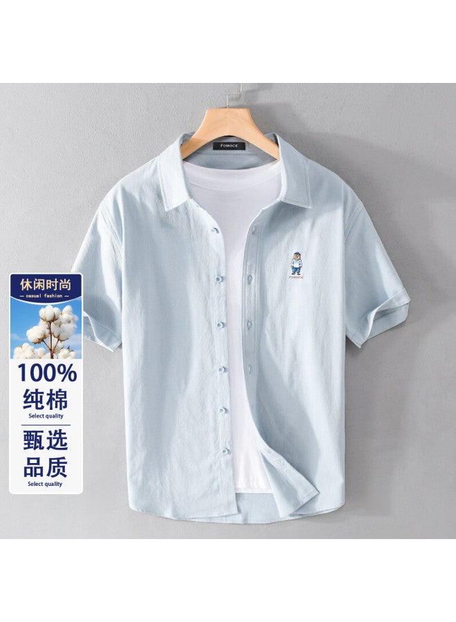 Fomoce comfortable Men's Short-sleeve Cotton Shirt For Spring/summer Casual Wear - Image 2