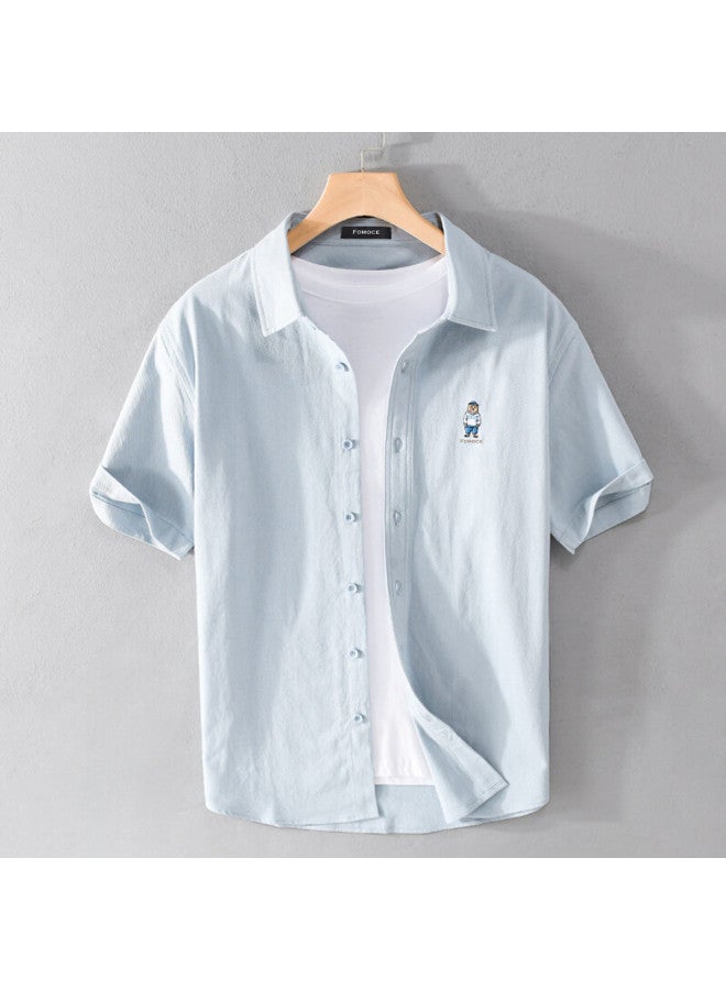 Fomoce comfortable Men's Short-sleeve Cotton Shirt For Spring/summer Casual Wear - Image 3