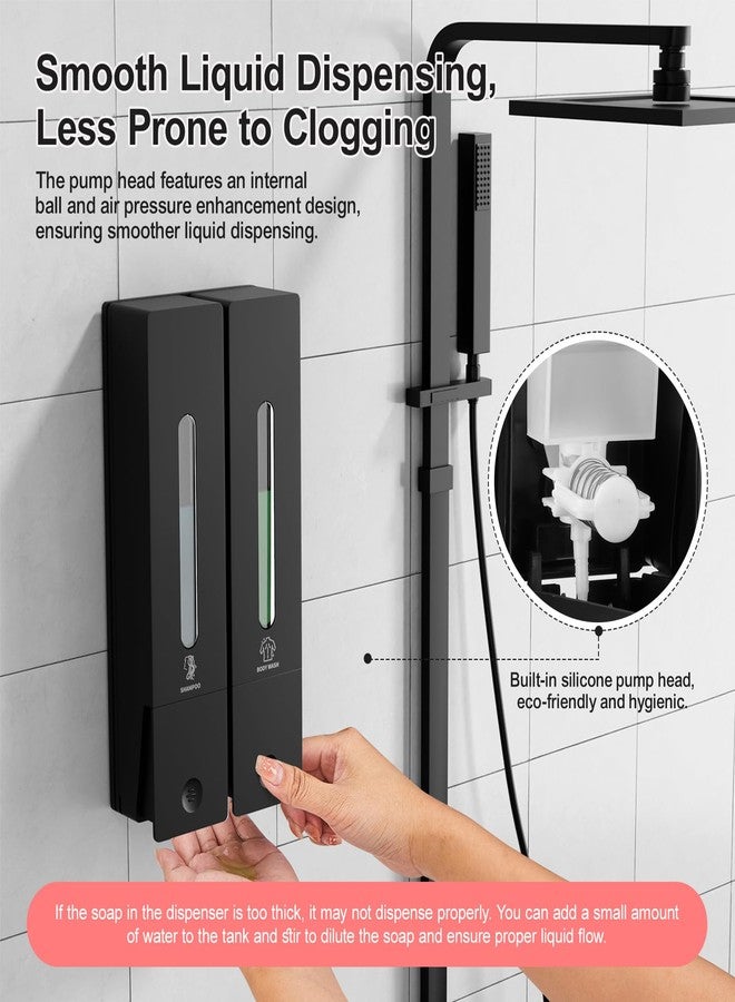 Aeakey Shampoo and Conditioner Dispenser 2-Chamber Wall-Mounted Shower Soap Dispenser, No-Drill Installation, 800ML Capacity, Ideal for Bathrooms - Image 3