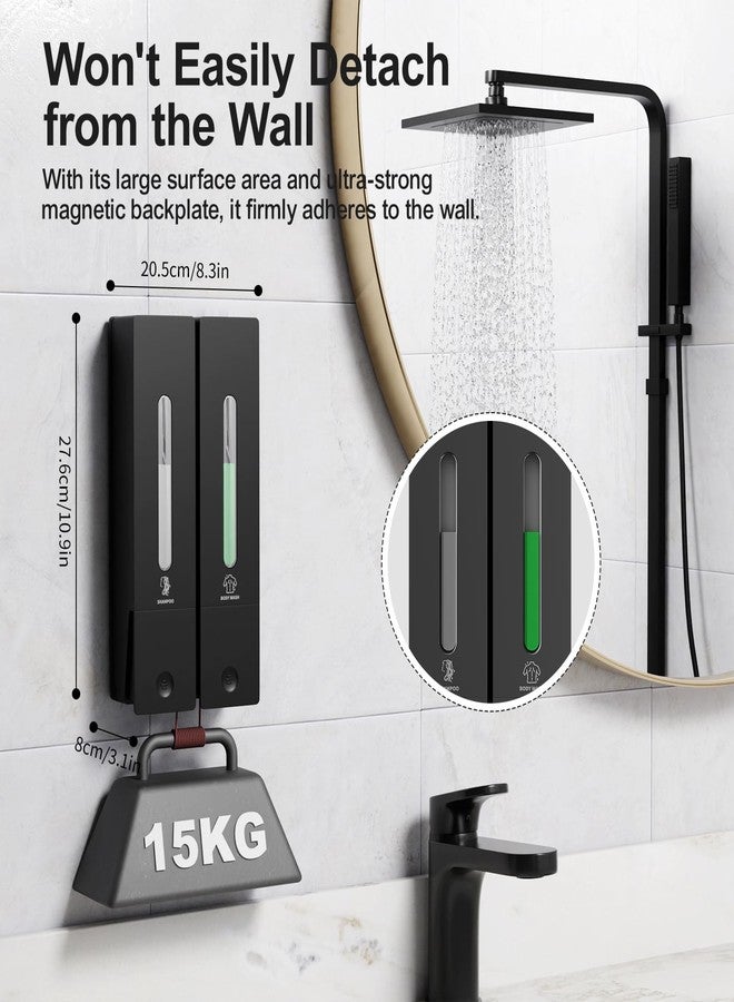Aeakey Shampoo and Conditioner Dispenser 2-Chamber Wall-Mounted Shower Soap Dispenser, No-Drill Installation, 800ML Capacity, Ideal for Bathrooms - Image 2