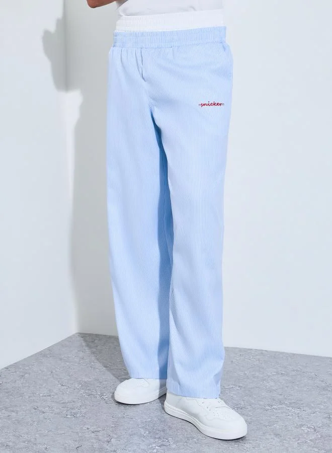 تايك تو Blue Striped Wide Leg Pants