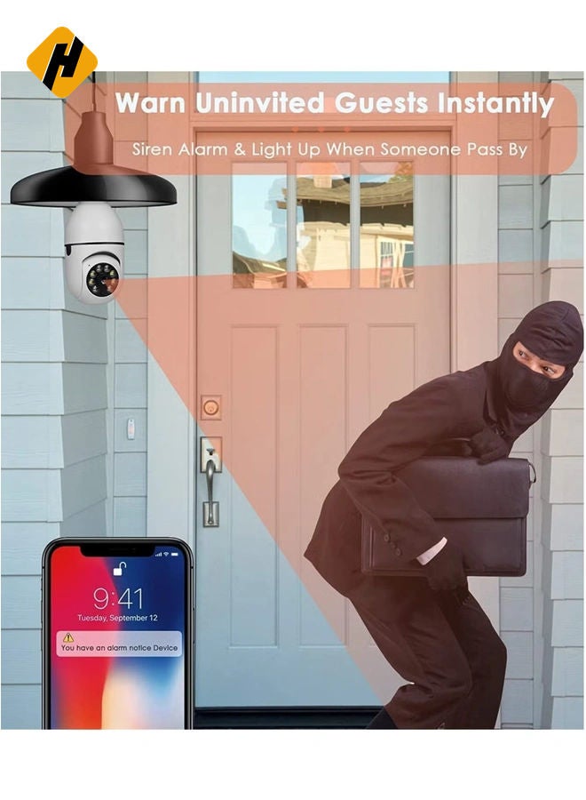 HuHa 360 Degree Security Cameras Wireless Outdoor, 2.4GHz & 5G WiFi Light Bulb Camera, 1080p Wireless Cameras for Home Security, Indoor Security Camera System, Motion Detection, Two-Way Audio  - Image 3
