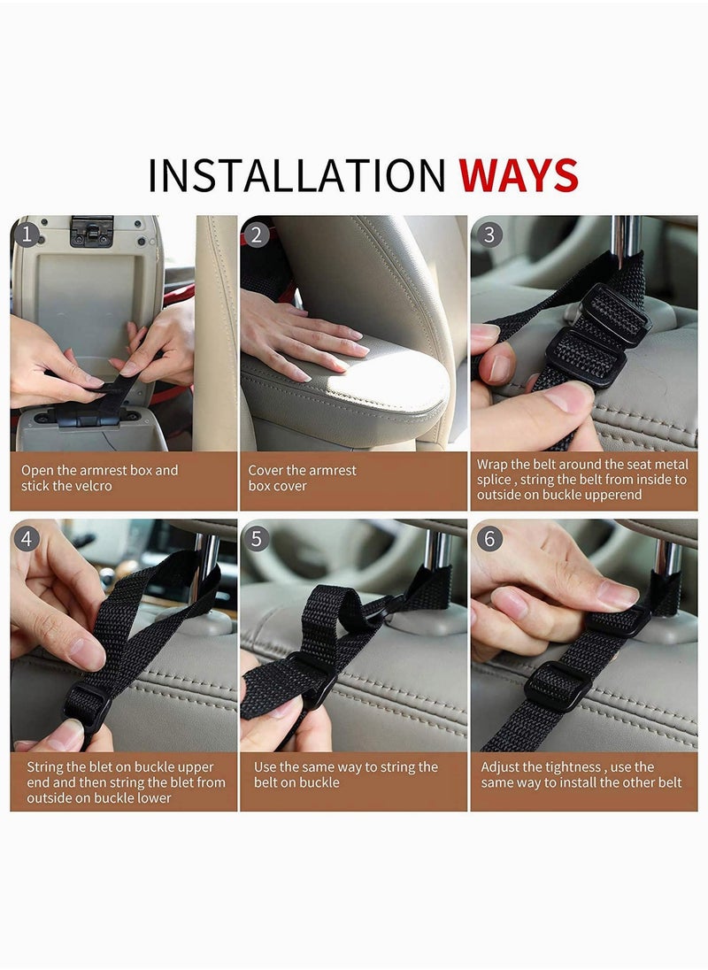 SYOSI Car Net Holder, Car Handbag Holder Seat Back Organizer Mesh Large Capacity Bag for Purse Storage Phone Documents Pocket, Cargo Tissue Holder - Car Storage Pocket with 4 Pcs Car Hooks  - Image 4