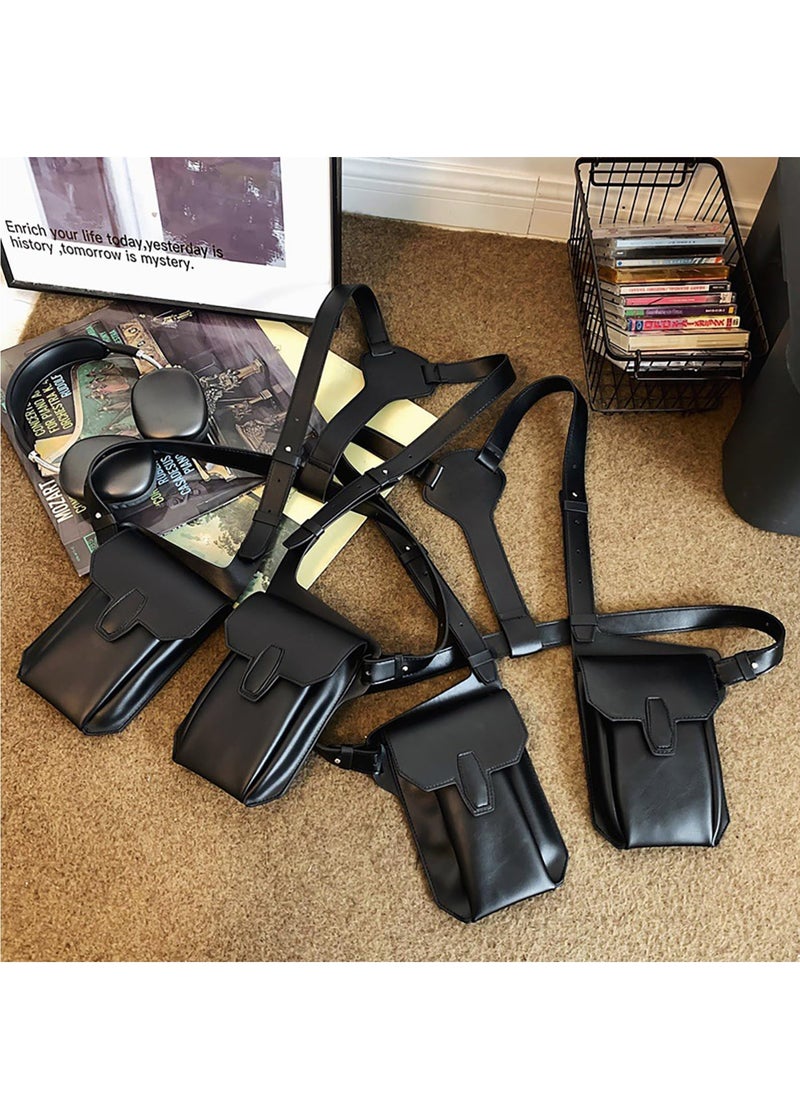 KASTWAVE - Leather Under Arm Shoulder Waist Holster Travel Bag Belt Anti-Theft Hidden Underarm Strap Wallet Pocket PU Leather Shoulder Pouch Double Shoulder Pocket Sport Vest Outdoors - Image 1