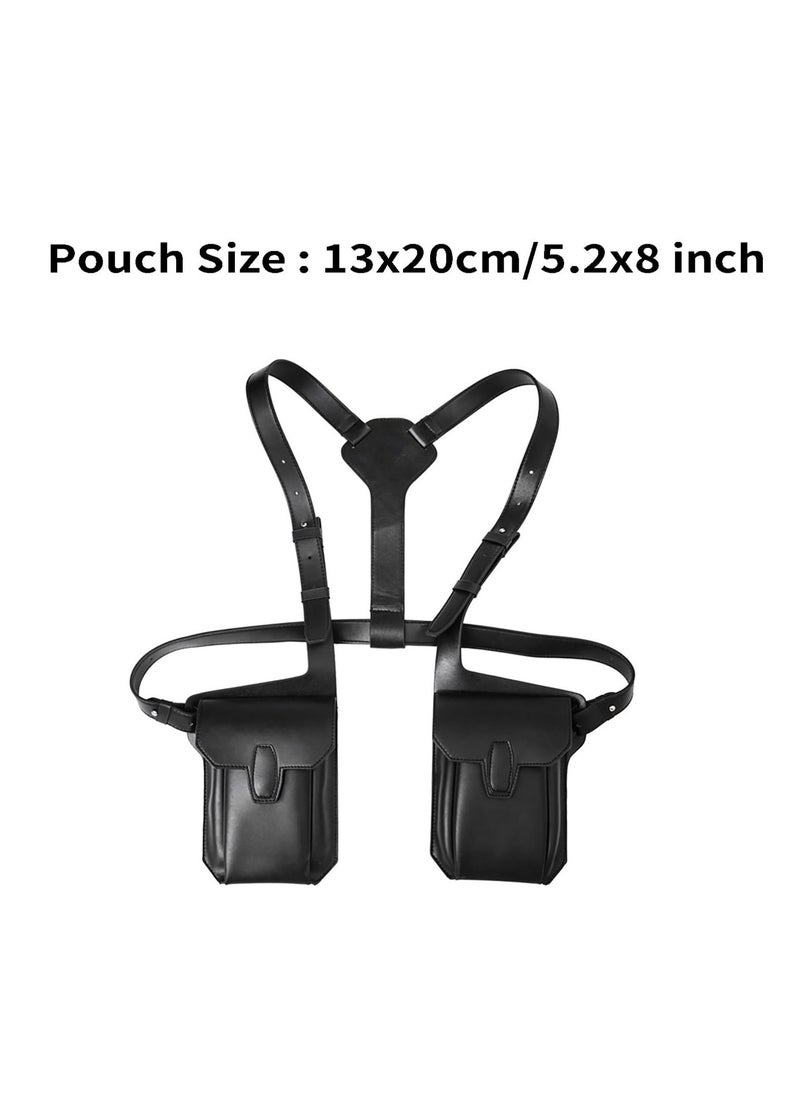 KASTWAVE - Leather Under Arm Shoulder Waist Holster Travel Bag Belt Anti-Theft Hidden Underarm Strap Wallet Pocket PU Leather Shoulder Pouch Double Shoulder Pocket Sport Vest Outdoors - Image 1