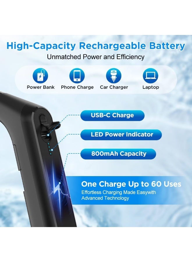بيسكي  جهاز شطف محمول كهربائي محمول باليد، ضغط عالي، USB Type-C، قابل للشحن، ميني، للرجال والنساء، للسفر - Image 3