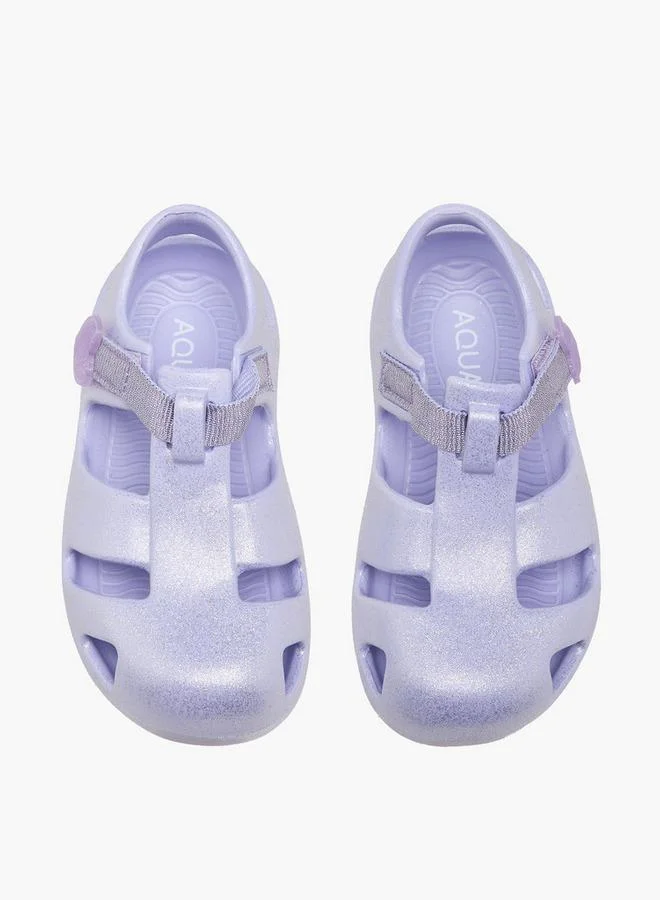 أكوا Girls Heart Applique Hook & Loop Sandals