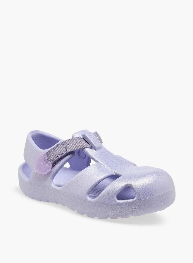 أكوا Girls Heart Applique Hook & Loop Sandals