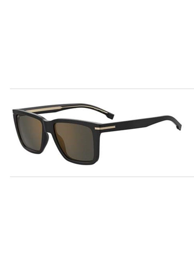 HUGO BOSS Men's UV Protection Rectangular Sunglasses - BOSS 1598/S GREY 55 Lens Size: 55 Mm Black/Gold 