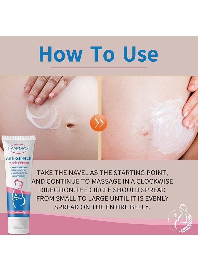 LANEMAY Anti-Stretch Mark Cream, Stretch Mark Cream for Women, Scar Cream Body Moisturizer, Reduce The Look of Scars and Stretch Marks, Body Tightening Cream for Scars & Stretchmarks, All Skin Types 60g - Image 3