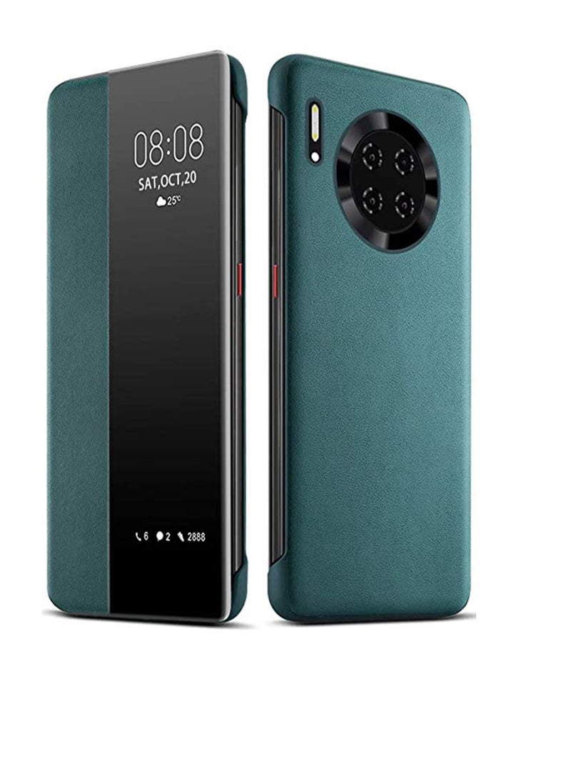 SOLARAE Green, for Huawei Mate 30 Pro Case, TPU Cushion Bumper, Shockproof Transparent Case Cover, for Smart View Window Flip Cover Case PU Leather Protective Case for Huawei Mate 30 Pro - Image 1