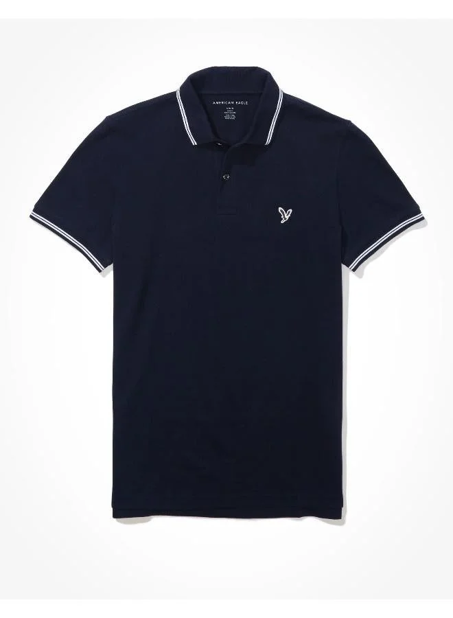 American Eagle NAVY AE Slim Fit Pique Polo Shirt for Men | Best Price UAE