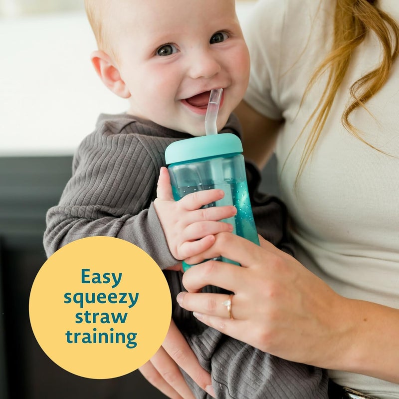 The First Years Squeeze  Sip Toddler Straw Cups  Squeezable Transition Sippy Cup with Silicone Straw  Toddler Feeding Supplies  7 Oz  3 Count  Ages 6 Months and Up - Image 2