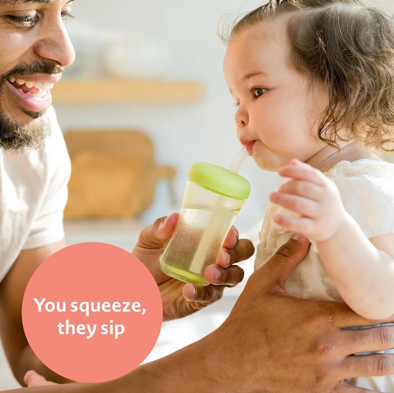 The First Years Squeeze  Sip Toddler Straw Cups  Squeezable Transition Sippy Cup with Silicone Straw  Toddler Feeding Supplies  7 Oz  3 Count  Ages 6 Months and Up - Image 3