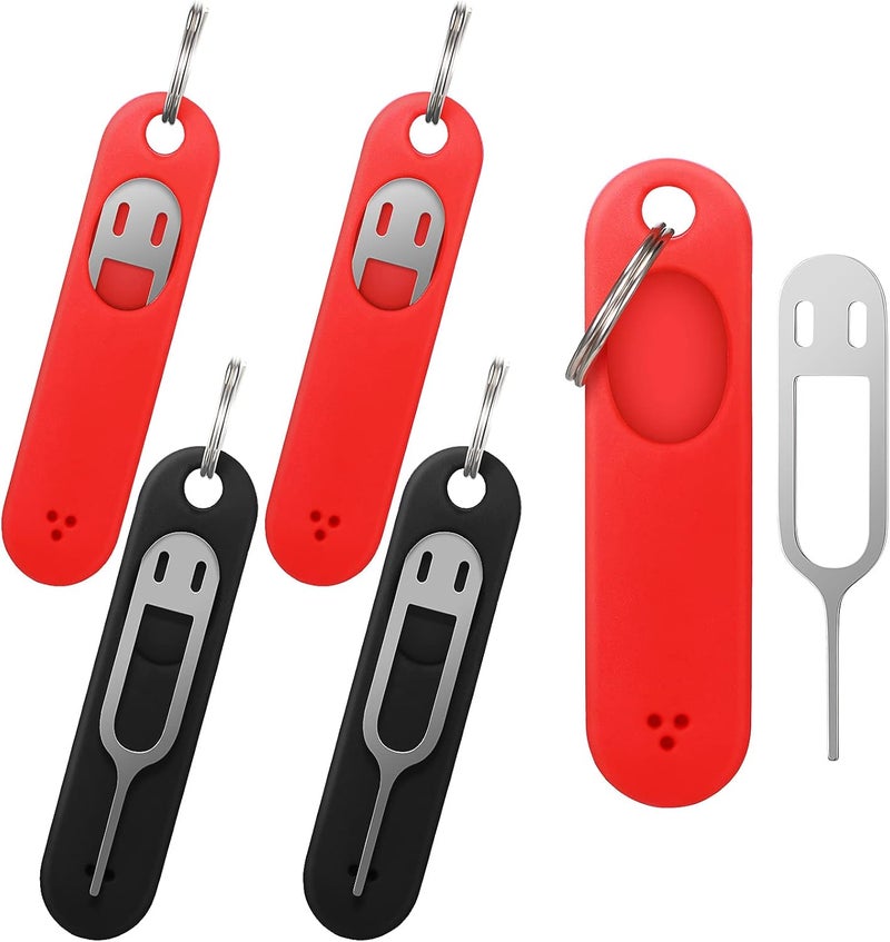 TOODOO Sim Card Removal Tool Phone Chip Remover Unlock Chip Sim Card Tray Eject Pin Tool Needle Opener Ejector with Detachable Keychain Charm for Smart Phone, 4 Pieces - Image 1