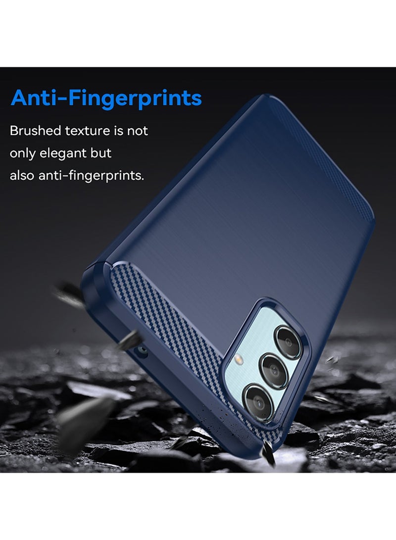 URBBKING Slim Fit Phone Cover with Shock-Absorption, Carbon Fiber TPU Rubber Protective Case For Samsung M35 5G Blue - Image 3