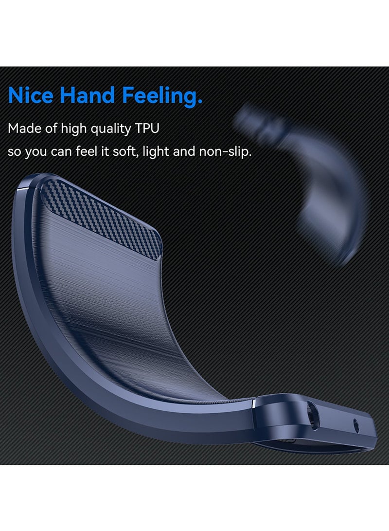 URBBKING Slim Fit Phone Cover with Shock-Absorption, Carbon Fiber TPU Rubber Protective Case For Samsung M35 5G Blue - Image 4