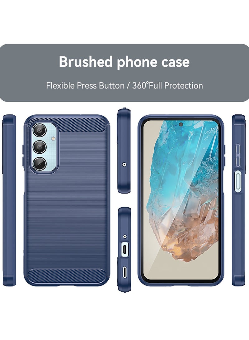 URBBKING Slim Fit Phone Cover with Shock-Absorption, Carbon Fiber TPU Rubber Protective Case For Samsung M35 5G Blue - Image 2