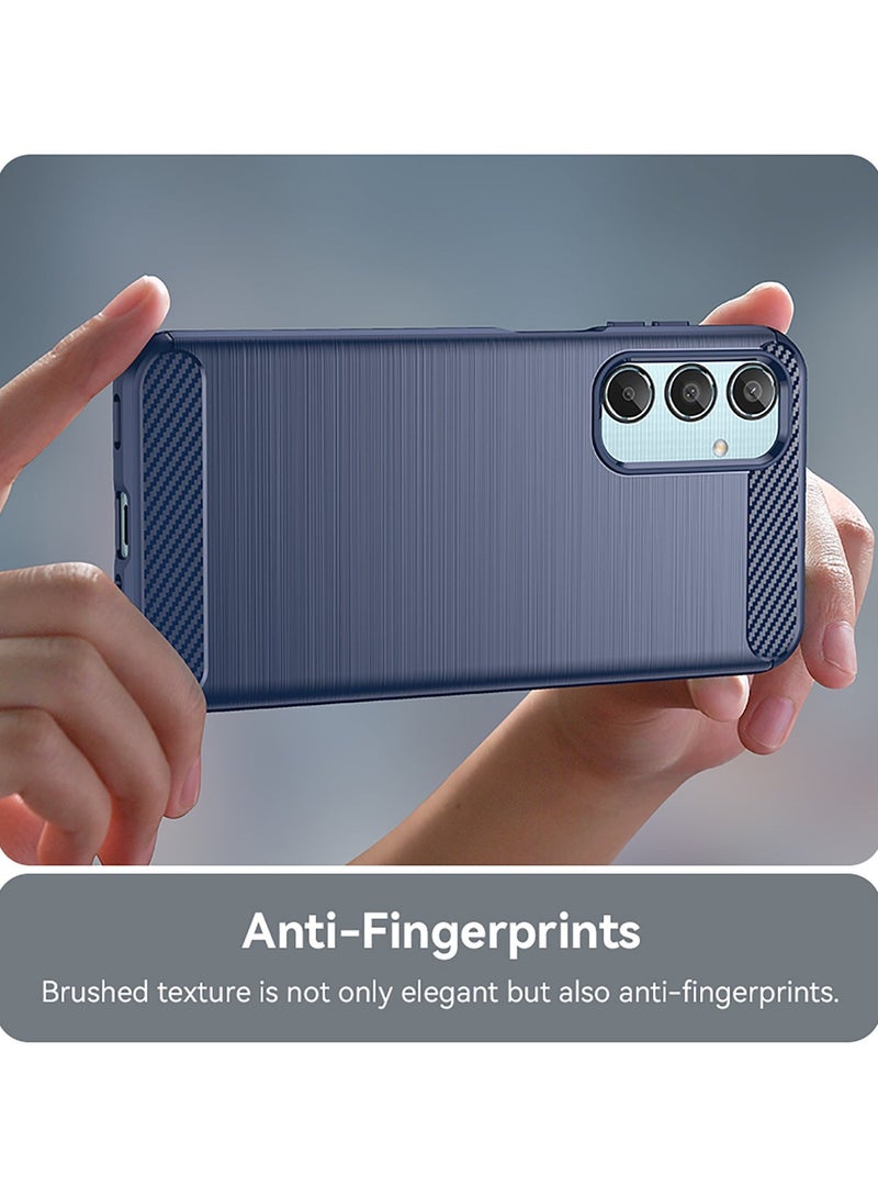 URBBKING Slim Fit Phone Cover with Shock-Absorption, Carbon Fiber TPU Rubber Protective Case For Samsung M35 5G Blue - Image 5