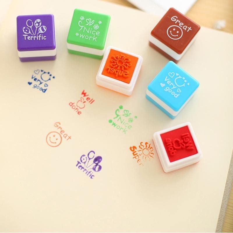 AmigozZ Motivation Kids Stamp Set Sticker School Scrapbooking Stamp DIY Teachers Self Inking Praise Reward Stamps(Ink pad not Included) - Set of 6 pcs Multi - Image 5