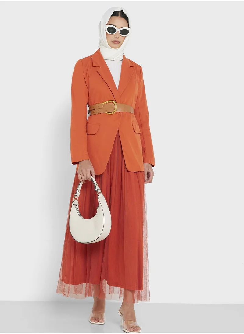 Khizana Blazer Top & Tulle Skirt Set