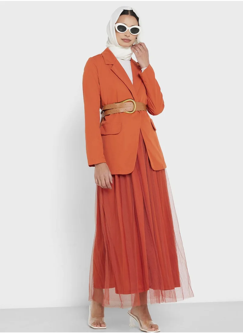 Khizana Blazer Top & Tulle Skirt Set