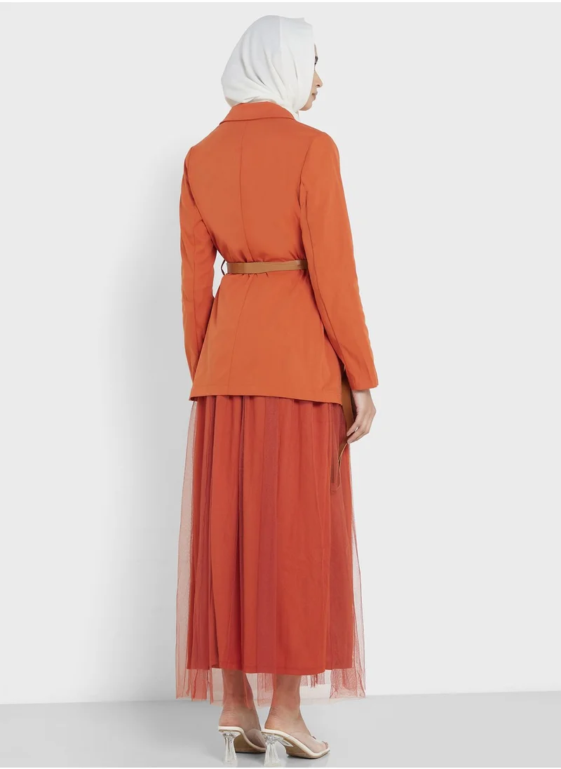 Khizana Blazer Top & Tulle Skirt Set