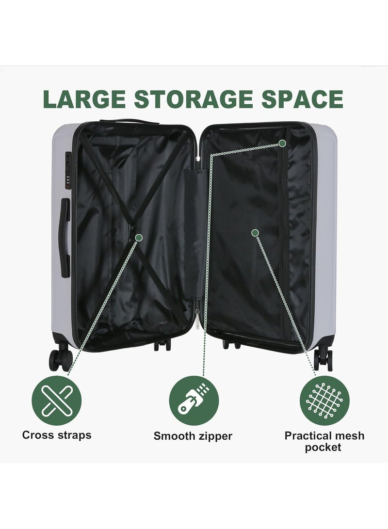 Favarey Premium Luggage Sets, 3PCS Carry-on Luggage 20/24/28 Inch, Expandable ABS+PC Hard Shell Travel Luggage Suitcase with Spinner Wheels, Carry on Luggage Set with TSA Lock (Silver)  - Image 4