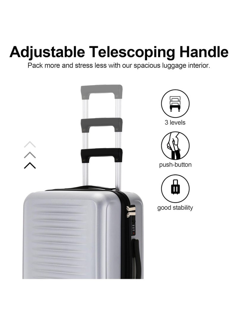Favarey Premium Luggage Sets, 3PCS Carry-on Luggage 20/24/28 Inch, Expandable ABS+PC Hard Shell Travel Luggage Suitcase with Spinner Wheels, Carry on Luggage Set with TSA Lock (Silver)  - Image 2