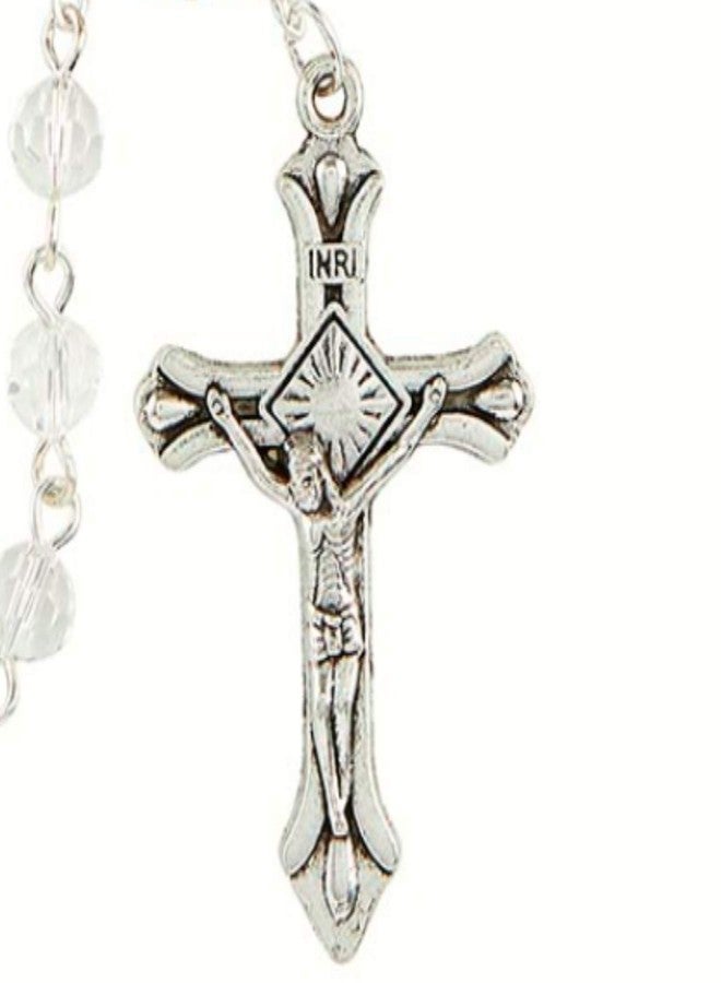 Needzo Confirmation Rosary, Red Enameled Holy Spirit Centerpiece Silver Tone Crucifix Glass Beaded Prayer Necklace, Commemorative Keepsake Gift,19.5 Inches - Image 5