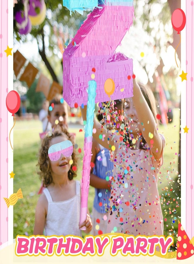Arrowbash Number 2 Piñata Mermaid Pink Purple Blue Piñata with Blindfold Stick and Confetti Large Piñata for Birthday Party Suitable for Boys Girls Anniversary Wedding Birthday Celebration Decor - Image 5