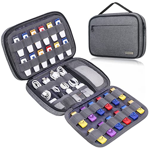 Lacdo USB Flash Drive Case Thumb Drive Holder Case Organizer Portable Electronic Accessories Storage Bag for SanDisk/SamData/Samsung USB Flash Drives Jump Drive Memory Stick, SD Card, Cables, Gray - Image 1