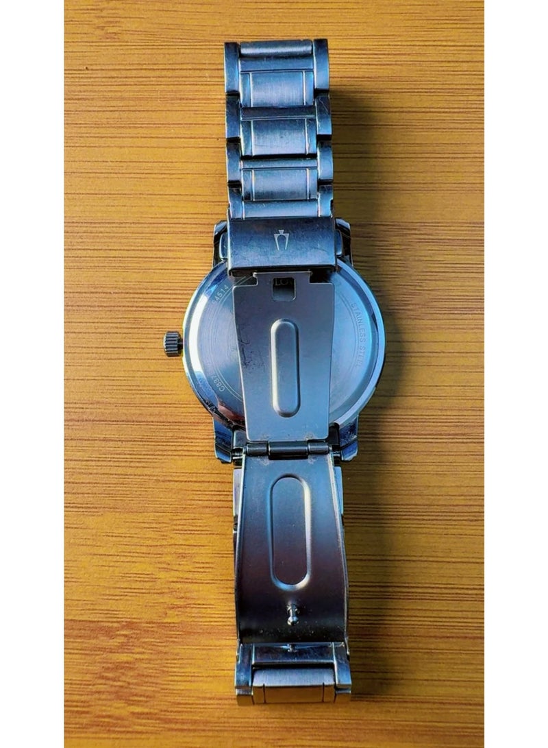Bulova Authentic Bulova Men's Classic Stainless Steel Watch – Royal Blue Dial with Date Display (Pre-Owned / Excellent Condition - Like Brand New) - Image 5