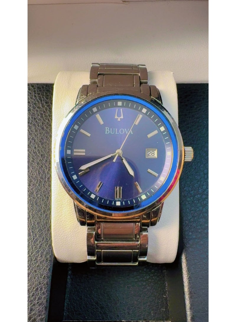 Bulova Authentic Bulova Men's Classic Stainless Steel Watch – Royal Blue Dial with Date Display (Pre-Owned / Excellent Condition - Like Brand New) - Image 1