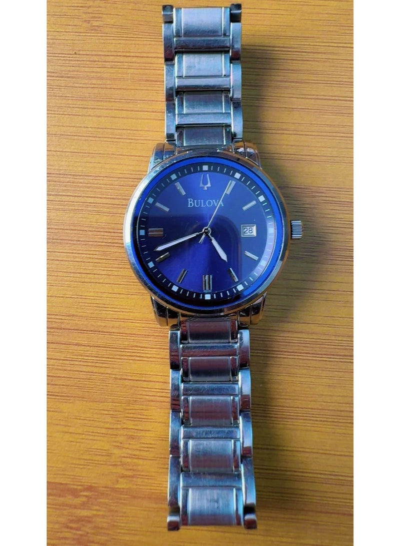 Bulova Authentic Bulova Men's Classic Stainless Steel Watch – Royal Blue Dial with Date Display (Pre-Owned / Excellent Condition - Like Brand New) - Image 3
