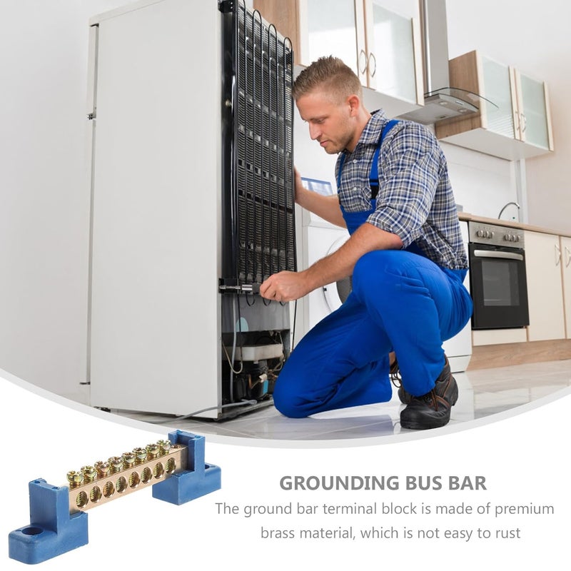 4 قطع من أطراف قضبان النحاس مع قاعدة زرقاء لاستخدامها في صناديق التوزيع للسيارات والصناعة البحرية - Image 5