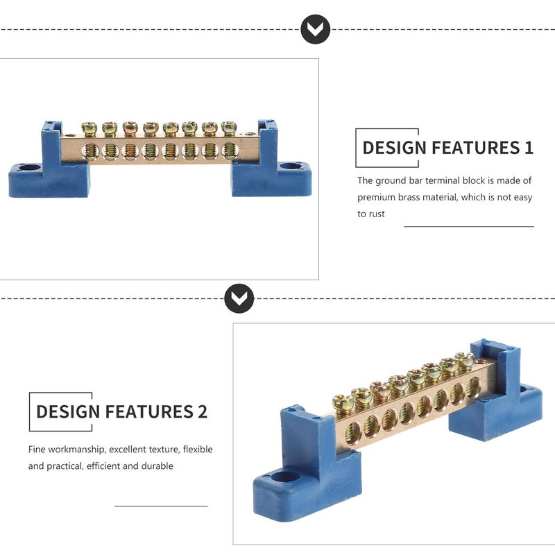 4 قطع من أطراف قضبان النحاس مع قاعدة زرقاء لاستخدامها في صناديق التوزيع للسيارات والصناعة البحرية - Image 4