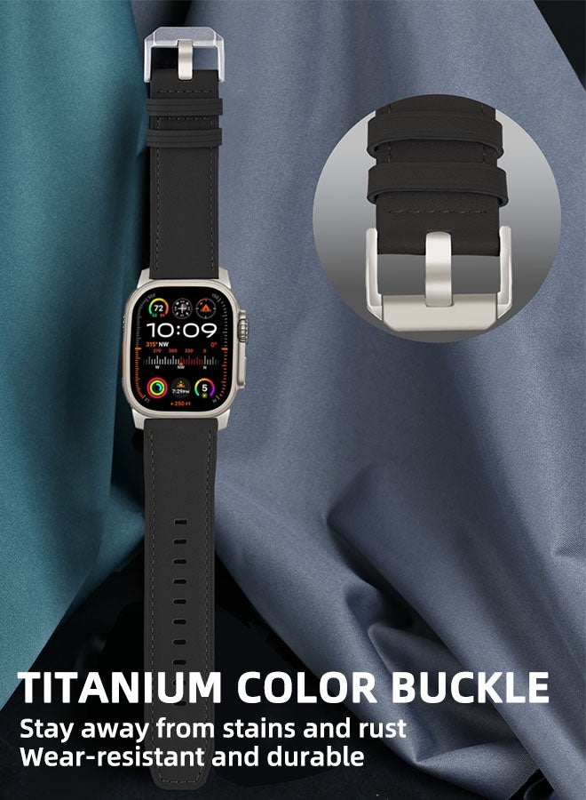 Charlam Leather Watch Band Compatible With Apple Watch Band 42mm (Series 3 2 1) 44mm 45mm 46mm 49mm, Suitable For Men And Women, Top-Grain Genuine Leather Replacement Watch Band For Iwatch Ultra 2, Ultra, Se2, Se, Series 10 9 8 7 6 5 4 3 2 1 - Image 3