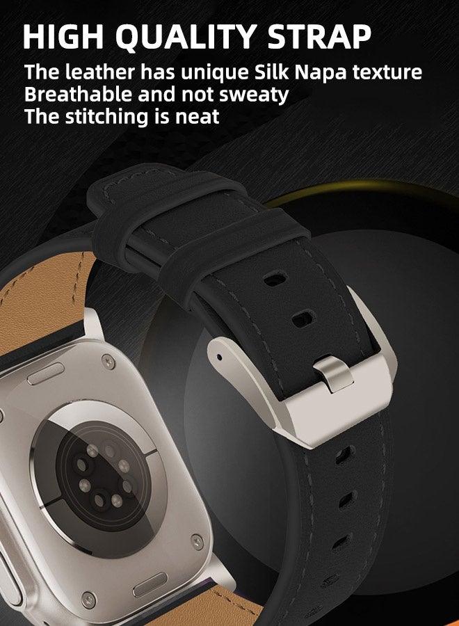 Charlam Leather Watch Band Compatible With Apple Watch Band 42mm (Series 3 2 1) 44mm 45mm 46mm 49mm, Suitable For Men And Women, Top-Grain Genuine Leather Replacement Watch Band For Iwatch Ultra 2, Ultra, Se2, Se, Series 10 9 8 7 6 5 4 3 2 1 - Image 4