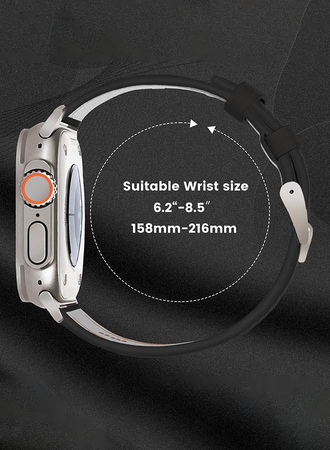 Charlam Leather Watch Band Compatible With Apple Watch Band 42mm (Series 3 2 1) 44mm 45mm 46mm 49mm, Suitable For Men And Women, Top-Grain Genuine Leather Replacement Watch Band For Iwatch Ultra 2, Ultra, Se2, Se, Series 10 9 8 7 6 5 4 3 2 1 - Image 5